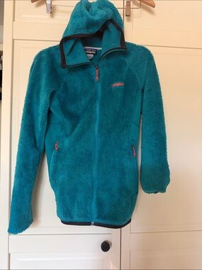 Patagonia Teal Plush Hooded Fleece Jacket